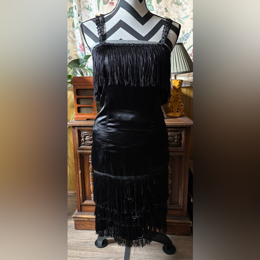 Black Fringe Flapper Dress